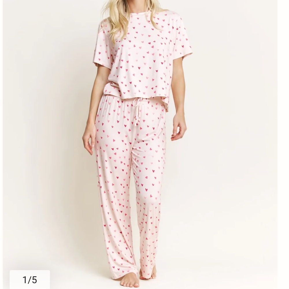 Honeydew Intimates Pink Heart-Print Pajama Set